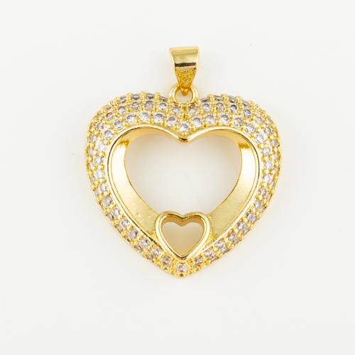 Cubic Zirconia Micro Pave Brass Pendant Heart fashion jewelry & Unisex & micro pave cubic zirconia golden Approx 3mm Sold By PC