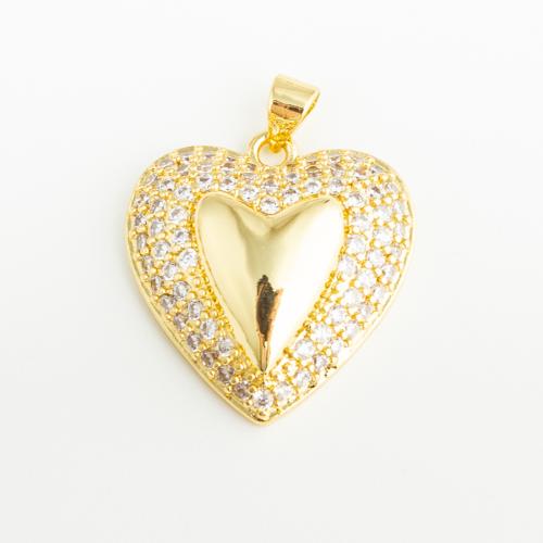 Cubic Zirconia Micro Pave Brass Pendant Heart fashion jewelry & Unisex & micro pave cubic zirconia golden Approx 3mm Sold By PC