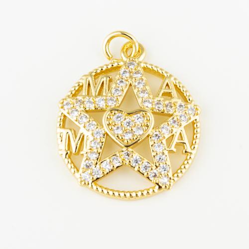 Cubic Zirconia Micro Pave Brass Pendant fashion jewelry & Unisex & micro pave cubic zirconia golden Approx 3mm Sold By PC