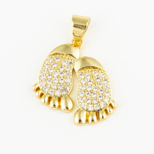 Cubic Zirconia Micro Pave Brass Pendant Footprint fashion jewelry & Unisex & micro pave cubic zirconia golden Approx 3mm Sold By PC