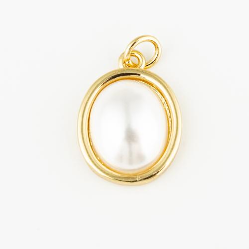 Brass Jewelry Pendants with Plastic Pearl Round fashion jewelry & Unisex golden Approx 3mm Sold By PC