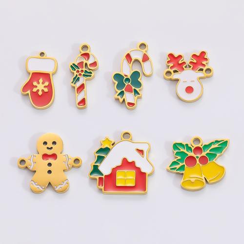 Stainless Steel Pendants 304 Stainless Steel Christmas Design & DIY & enamel Sold By PC