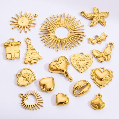 Stainless Steel Pendants 304 Stainless Steel 18K gold plated DIY golden Sold By PC