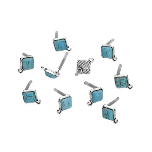 Zinklegering oorbel onderdelen, Zinc Alloy, met Synthetische Turquoise, DIY, 10x12mm, Verkocht door PC