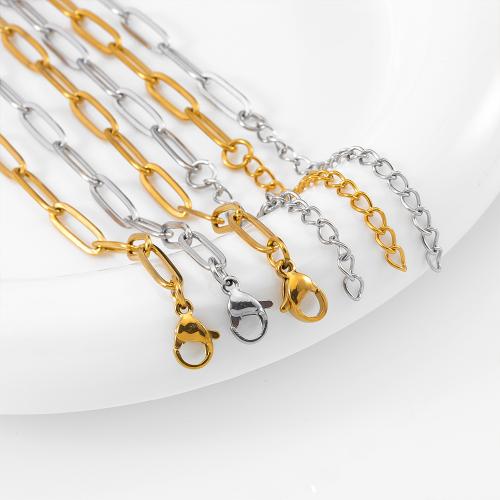 Nehrđajućeg čelika Nekclace Chain, 304 nehrđajućeg čelika, s 50mm Produžetak lanac, možete DIY, više boja za izbor, Dužina Približno 500 mm, 5računala/Torba, Prodano By Torba