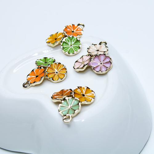 Zinc Alloy Enamel Pendants Tangerine plated DIY nickel lead & cadmium free 17mm Approx Sold By Bag