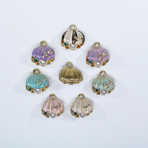 Zinc Alloy Enamel Pendants with Plastic Pearl Shell plated DIY nickel lead & cadmium free Approx Sold By Bag