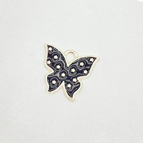 Zinc Alloy Enamel Pendants Butterfly gold color plated DIY black nickel lead & cadmium free Sold By Bag