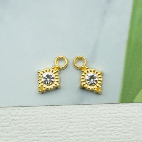 Zink Legierung Strass Anhänger, Zinklegierung, Rhombus, goldfarben plattiert, DIY & mit Strass, frei von Nickel, Blei & Kadmium, 11x18mm, 100PCs/Tasche, verkauft von Tasche