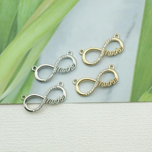 Infinity Zinc Alloy Connector plated DIY & with rhinestone & 1/1 loop nickel lead & cadmium free Sold By Bag