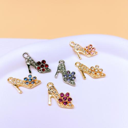 Zinc Alloy Rhinestone Pendants Shoes plated DIY & with rhinestone nickel lead & cadmium free Sold By Bag