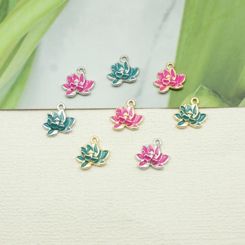 Zinc Alloy Enamel Pendants Flower plated DIY nickel lead & cadmium free Sold By Bag