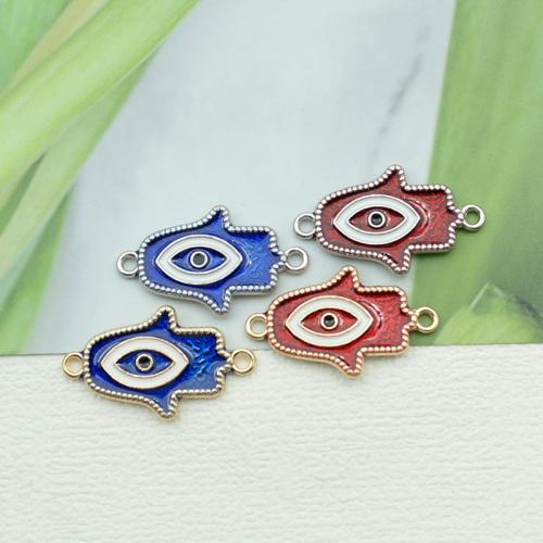 Evil Eye Connector Zinc Alloy plated DIY & evil eye pattern & enamel & 1/1 loop nickel lead & cadmium free Sold By Bag