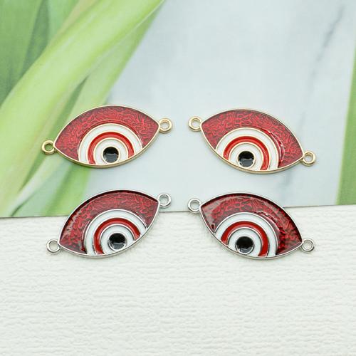 Evil Eye Connector Zinc Alloy plated DIY & evil eye pattern & enamel & 1/1 loop nickel lead & cadmium free Sold By Bag