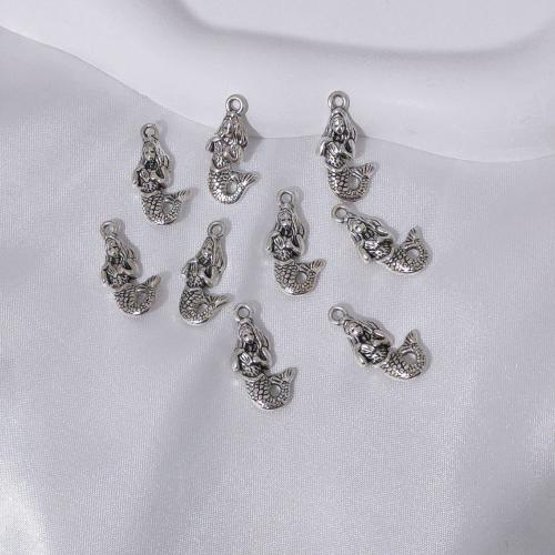 Zinc Alloy Pendants Mermaid silver color plated DIY nickel lead & cadmium free 23mm Sold By Bag