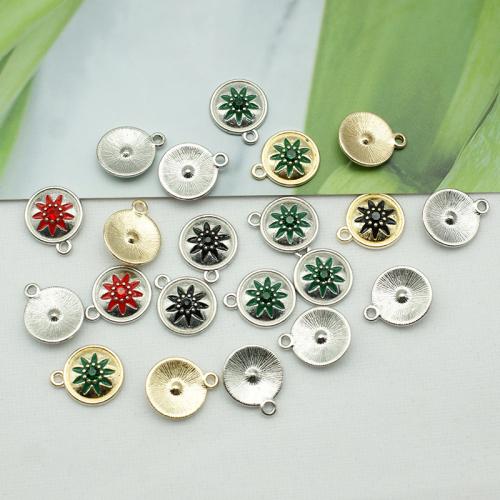 Zinc Alloy Enamel Pendants Round plated DIY nickel lead & cadmium free Sold By Bag