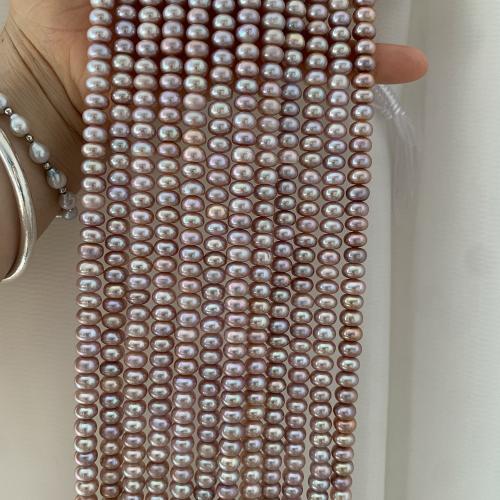 Natural Freshwater Pearl Loose Beads Flat Round DIY purple pink .5mm Sold Per Approx 37-38 cm Strand