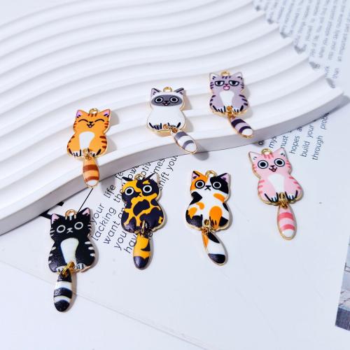 Zinc Alloy Animal Pendants Cat gold color plated DIY nickel lead & cadmium free Sold By Bag