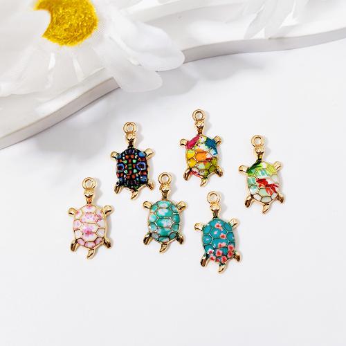 Zinc Alloy Enamel Pendants Turtle gold color plated DIY nickel lead & cadmium free Sold By Bag