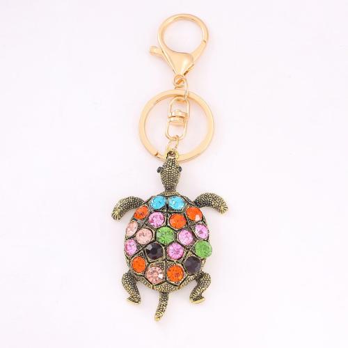 Zinc Alloy Key Clasp Turtle gold color plated fashion jewelry & with rhinestone golden nickel lead & cadmium free Sold By PC