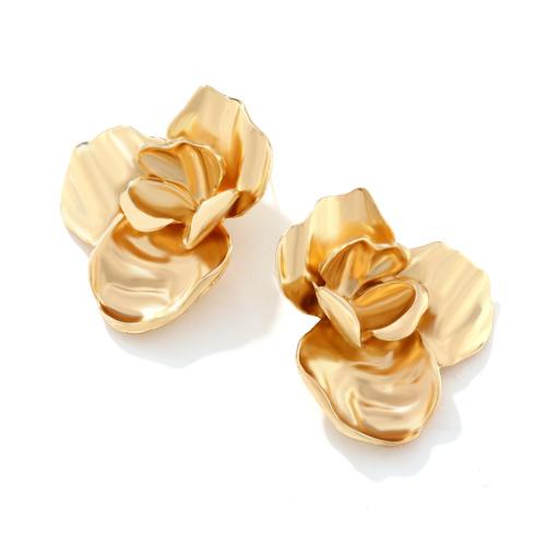 Lo zinco in lega Stud Earring, lega in zinco, Fiore, placcato, gioielli di moda, nessuno, assenza di nichel,piombo&cadmio, 45x54mm, Venduto da coppia