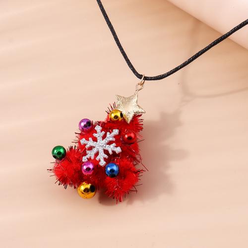 Christmas Necklaces Felt with Wax Cord & Plastic with 7cm extender chain handmade Christmas Design & fashion jewelry & for woman nickel lead & cadmium free Length 47 cm Sold By PC