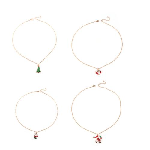 Christmas Necklaces Zinc Alloy with 5cm extender chain Christmas Design & for woman & enamel golden nickel lead & cadmium free Length 47 cm Sold By PC