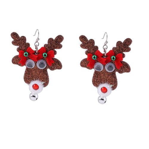 Christmas Earrings Plastic with Zinc Alloy Christmas Design & fashion jewelry & for woman & enamel nickel lead & cadmium free Sold By Pair