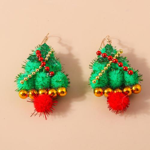 Christmas Earrings Felt with Zinc Alloy Christmas Tree handmade Christmas Design & fashion jewelry & for woman Sold By Pair