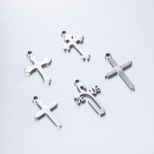 Nerezová ocel Cross Přívěsky, 304 Stainless Steel, Kříž, DIY & různé styly pro výběr, Původní barva, 5PC/Bag, Prodáno By Bag