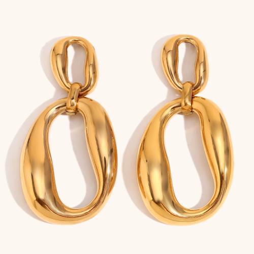 Stainless Steel Stud Earrings 304 Stainless Steel 18K gold plated fashion jewelry & for woman & hollow Sold By Pair