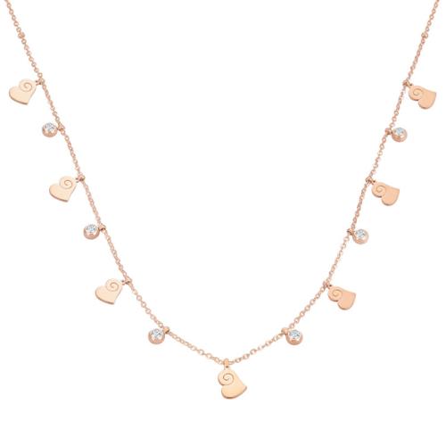 Stainless Steel Jewelry Necklace 304 Stainless Steel Vacuum Ion Plating micro pave cubic zirconia & for woman rose gold color Length Approx 46 cm Sold By PC