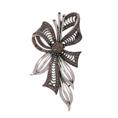 Zinc Alloy Brocher, Bowknot, forgyldt, for kvinde & med rhinestone, flere farver til valg, Solgt af PC