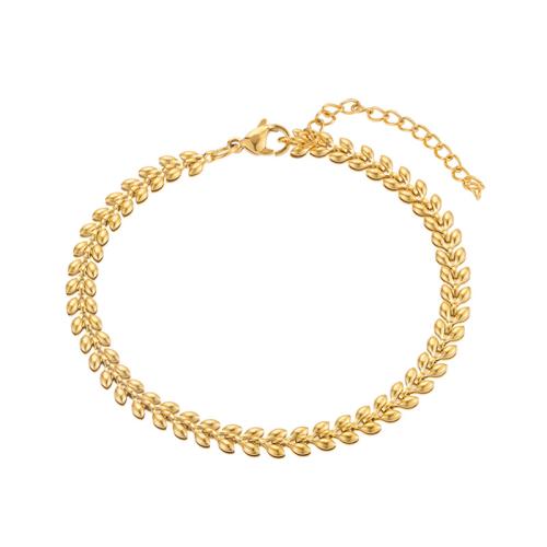 Stainless Steel Jewelry Bracelet 304 Stainless Steel Vacuum Ion Plating for woman gold Length Approx 25 cm Sold By PC