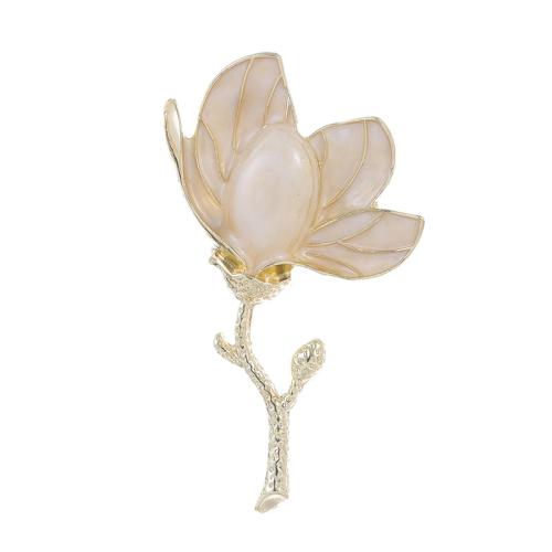 Zinc Alloy Brocher, Flower, forgyldt, for kvinde & emalje, guld, Solgt af PC