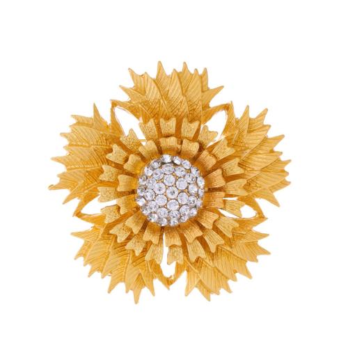 Zinc Alloy Brooches petals plated for woman & with rhinestone gold Sold By PC