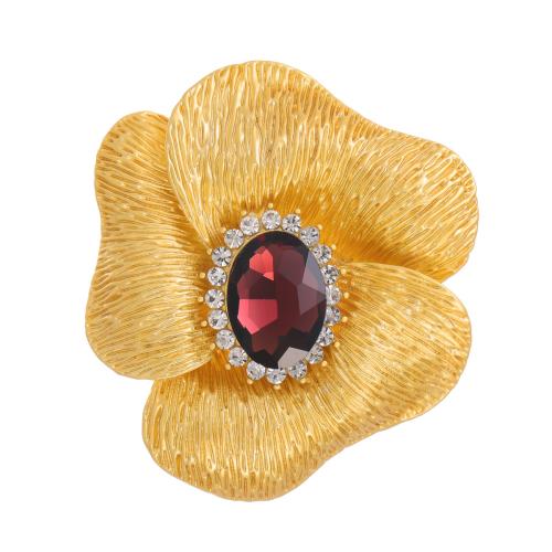 Zinc Alloy Brooches with Glass petals plated for woman & with rhinestone Sold By PC