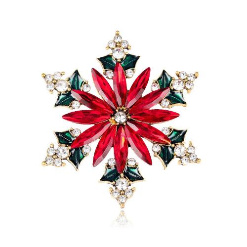 Zinc Alloy Brooches Snowflake plated for woman & with rhinestone Sold By PC