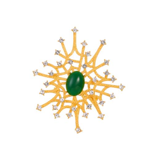 Zinc Alloy Brooches with Gemstone plated for woman & with rhinestone gold Sold By PC