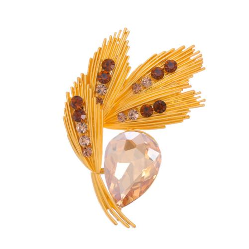 Zinc Alloy Brooches Wheat plated for woman & with rhinestone Sold By PC