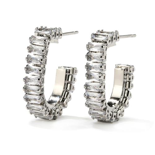 Ciúbach Zirconia Micrimhilseogra réiteodh Earring Prás, micrea réiteach zirconia ciúbach & do bhean, airgid, Díolta De réir Péire