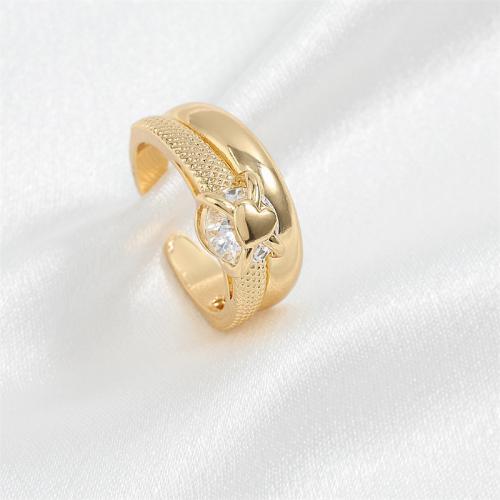 Cúbicos Circonia Micro Pave anillo de latón, metal, micro arcilla de zirconia cúbica & para mujer, dorado, Vendido por UD