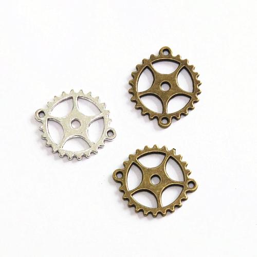 Zinc Alloy Connector Gear Wheel plated DIY & 1/1 loop Sold By Bag