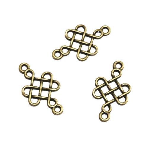 Cink ötvözet csatlakozó, Kínai Knot, antik bronz színű bevonattal, DIY & 1/1 hurok, 31x18mm, 50PC-k/Bag, Által értékesített Bag