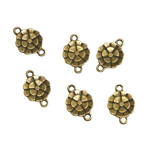 Flower Zinc Alloy Connector antique bronze color plated DIY & 1/1 loop Sold By Bag