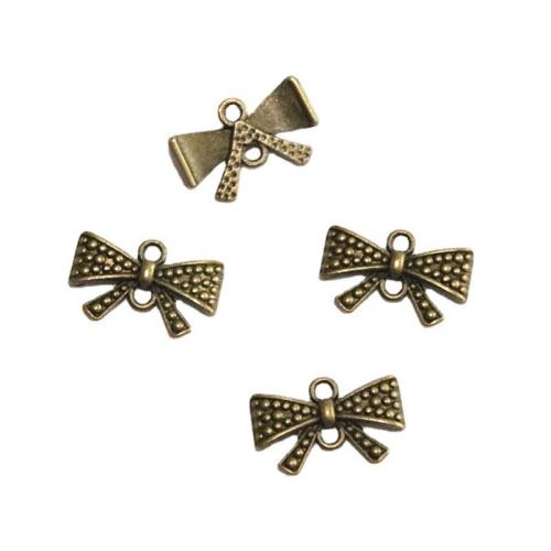 Bowknot zinklegeringsstik, Zinc Alloy, antik bronze farve forgyldt, du kan DIY & 1/1 løkke, 20x12mm, 100pc'er/Bag, Solgt af Bag