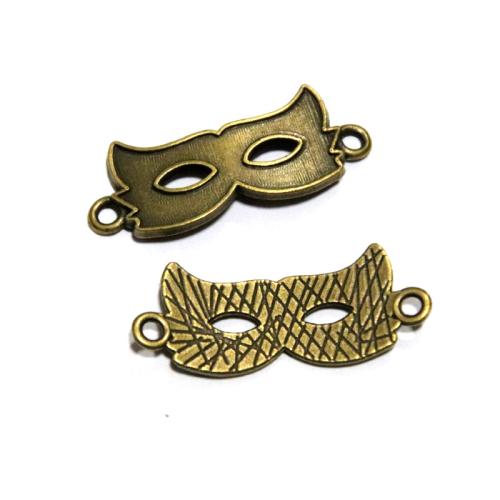 Zinc Alloy Connector Mask antique bronze color plated DIY & 1/1 loop Sold By Bag