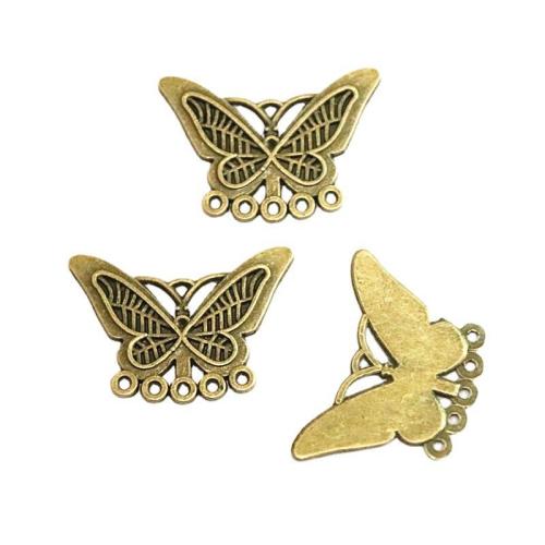 Animal Zinc Alloy Connector Butterfly antique bronze color plated DIY & 1/5 loop Sold By Bag