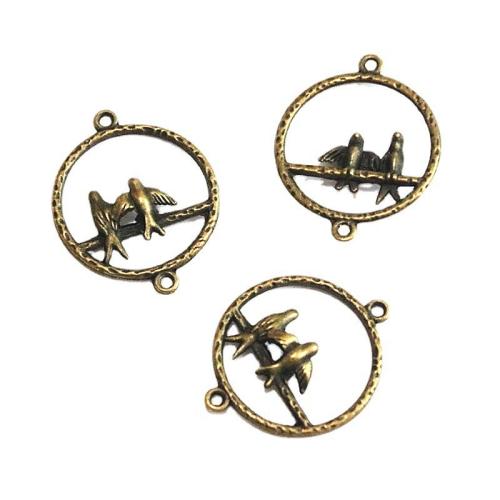 Animal Zinc Alloy Connector swallow antique bronze color plated DIY & 1/1 loop Sold By Bag