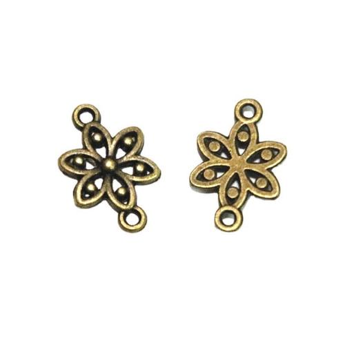 Cvjetni Zinc Alloy priključak, Cink Alloy, Cvijet, antička brončana boja pozlaćen, možete DIY & 1/1 petlje, 12x17.70mm, 100računala/Torba, Prodano By Torba